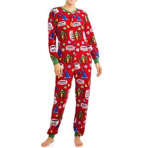 Buddy the Elf Women’s Red and Green Footless Union Suit Christmas Pajama Size L